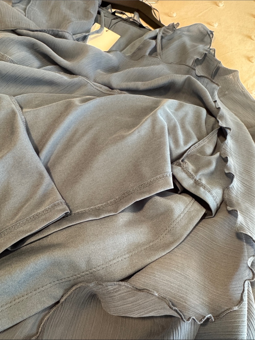 Zara Slate Blue Ruffled V-Neck Maxi Dress - Picture 13 of 13